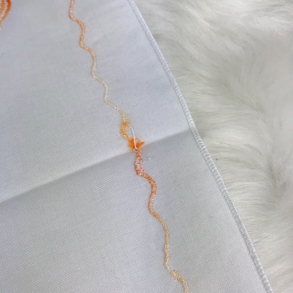 Embroidered Golden Tulips Flowers Fringe Handkerchief Vintage Style Floral - Picture 11 of 16